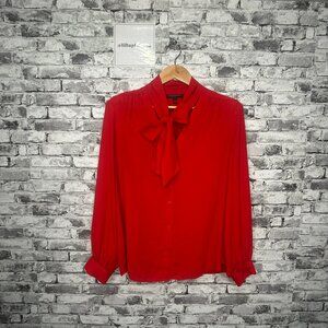 EUC Banana Republic Long Sleeve Tie Neck Ultra Red Size Large